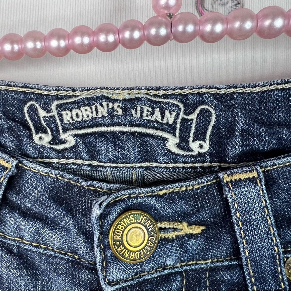 Robin's Jean patchwork jeans skulls. Rosses wings Dark Blue Straight Leg Jeans - Picture 5 of 10